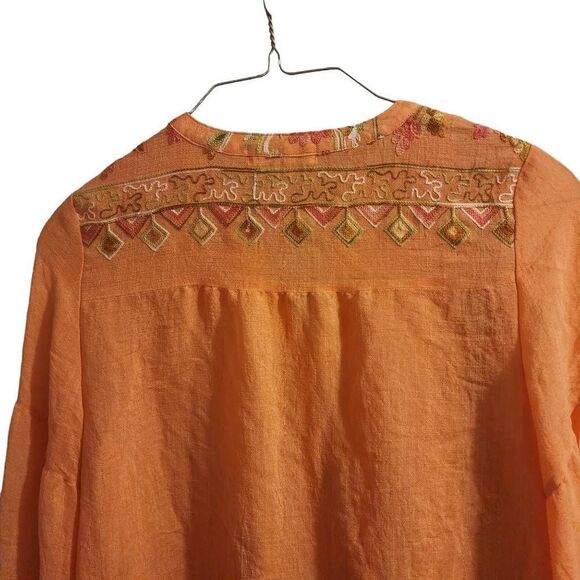 Hope Springs NWOT Bright Pink Embroidered Boho Button Down Lightweight Top Size - Picture 8 of 10